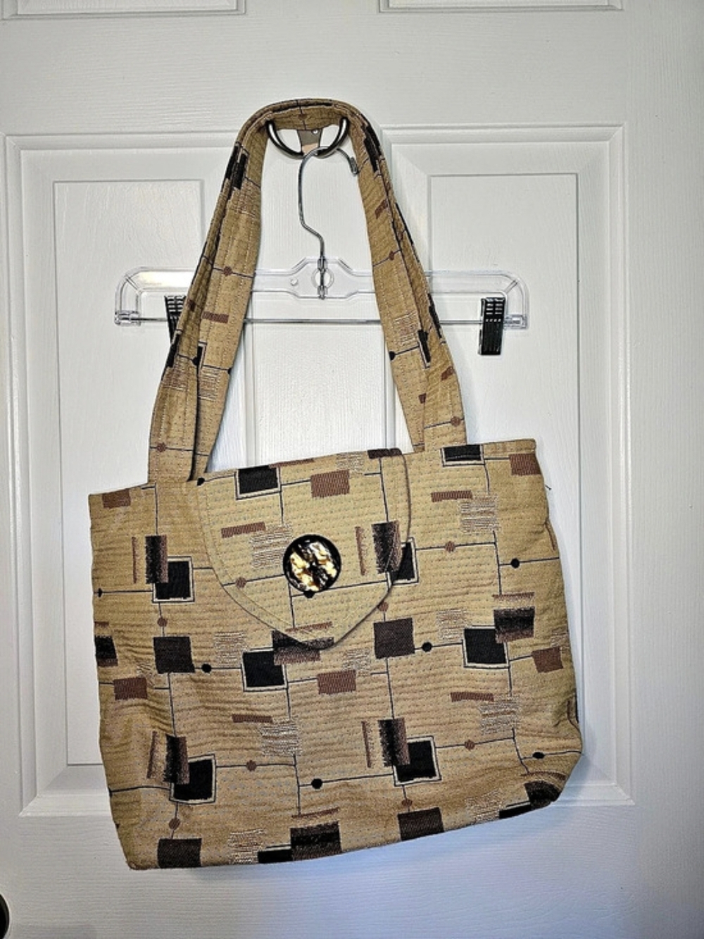 Suruchi Geometric Tote in Brown & Tan OS - Picture 1 of 15